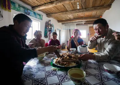 A family of Eagle Hunter is taking lunch.