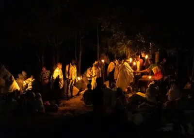 Pilgrims are celebrating “Genna (Ethiopian Christmas)” lighting candles at the Church of Saint George in Lalibela, Ethiopia.